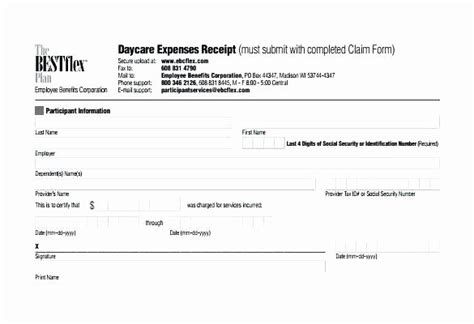 dependent care fsa receipt template