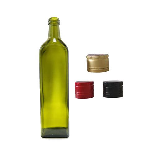 Green Empty Square Shape Glass Olive Oil Bottle Of 1000ml High Quality