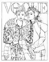Vogue Coloring Colouring Models Pages Colorier Paris Fashion Adult Sims Book sketch template