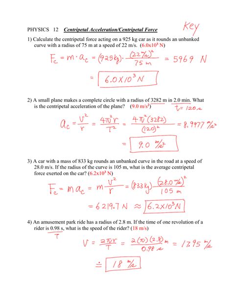 acceleration worksheet  answers