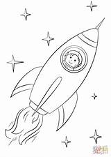Coloring Rocket Astronaut Space Pages Boy Flying Printable Drawing Paper sketch template