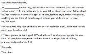 parent letter homework letter  parents letter  teacher parents