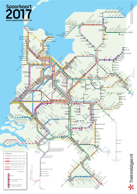 dutch passenger train lines   frequencies  vivid maps