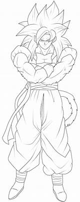 Gogeta Saiyan Lineart Goku Vegeta Dragon Chronofz sketch template