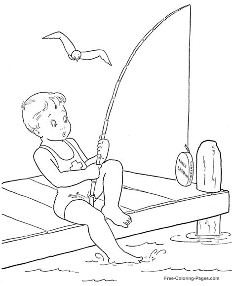 summer coloring book pages fishing