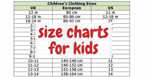 size charts  kids clothing sizes  boys  girls