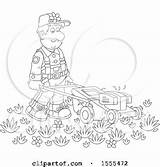 Landscaper Lineart Push Mower Male Illustration Using Royalty Clipart Bannykh Alex Vector sketch template