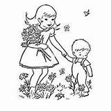 Sister Brother Coloring Spring Pages Colouring Color Printable Season Playing Toddler Flower Top During Kids Getdrawings Getcolorings Will Butterfly sketch template