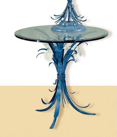 blauer runder tisch mit glasplatte idfdesign