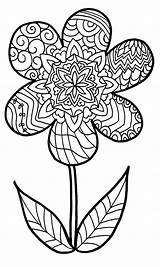 Flower Coloring Pages Zentangle Mandala Flowers Printable Adult Adults Colouring Kids sketch template