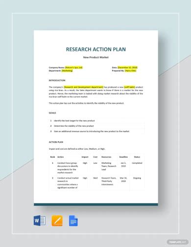research plan samples   ms word