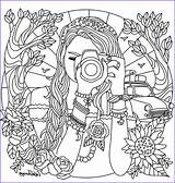 Coloring Girls Teenage Pages Girl Camera Books Coloriage Tableau Choisir Un sketch template