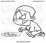 Playing Marbles Boy Cartoon Outline Toonaday sketch template