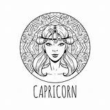 Capricorn Zodiac Horoscope Signe Capricorne Zodiaque Vecteur 30seconds Calendar sketch template