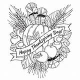 Thanksgiving Coloring Pages Happy Harvest Printable Kids Arrangement sketch template