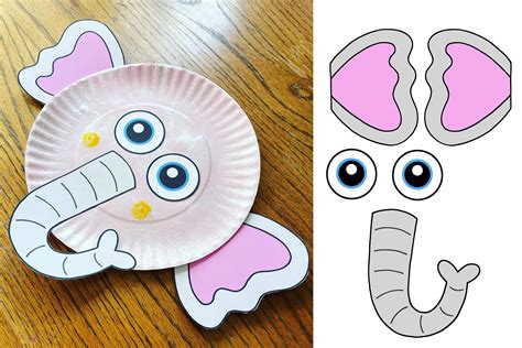 paper plate elephant craft  preschool   cutouts