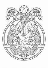 Ruin Satanic Baphomet Demonology sketch template