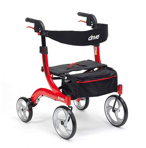 drive nitro mini  wheeled premium rollator  backrest seat  bag red bigamart