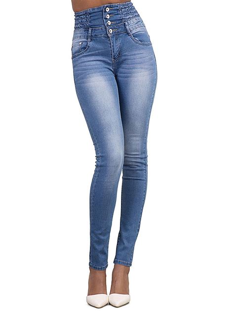 women high waisted stretch skinny denim jeans  light