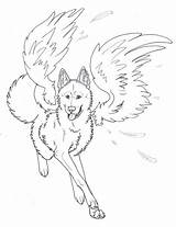 Coloring Wolf Pages Angel Winged Wings Wolves Drawing Male Lines Printable Guardian Angry Howling Tribal Drawings Print Fire Anime Adults sketch template