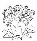 Coloring Globe Pages Children sketch template