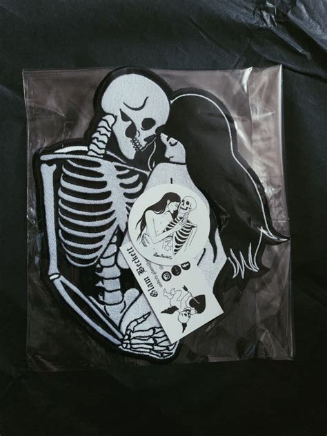 Love And Death Embrace Large Back Patch Skeleton Skull Death Etsy