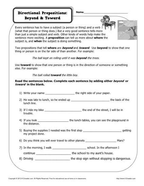 prepositional phrases worksheet  grade  worksheet spreadsheet