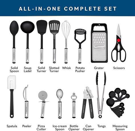 home hero pc kitchen utensil set nylon stainless steel cooking