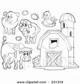 Farm Animals Coloring Barn Outlines Collage Clipart Pages Animal Granary Digital Illustration Print Visekart Royalty Printable Rf Clipartof Small Poster sketch template