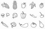 Coloring Vegetables Fruits Different Fruit Pages Vegetable Veg Clipart Kind Kids Color Name sketch template