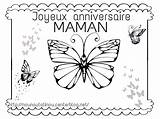 Maman Coloriage Joyeux Compleanno Buon Auguri Colorare Biglietto Stampa Pascher Farfalle Simpatica Souhaiter sketch template