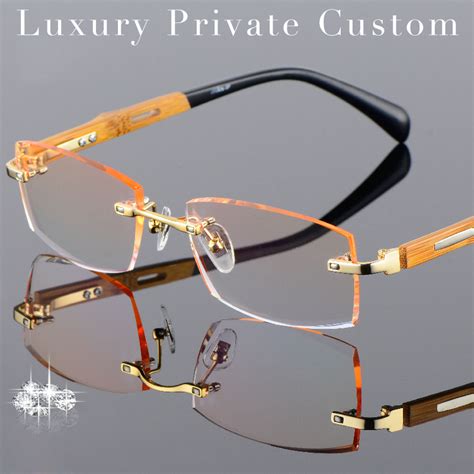 titanium eyeglasses rimless men gold wood glasses frame prescription