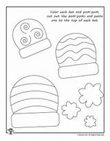 Winter Color Cut Trace Sheets Activity Kindergarten Hats Activities sketch template
