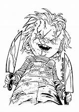 Coloring Pages Halloween Chucky Adult Print sketch template