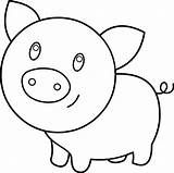 Pig Cute Coloring Clip Clipart Sweetclipart sketch template