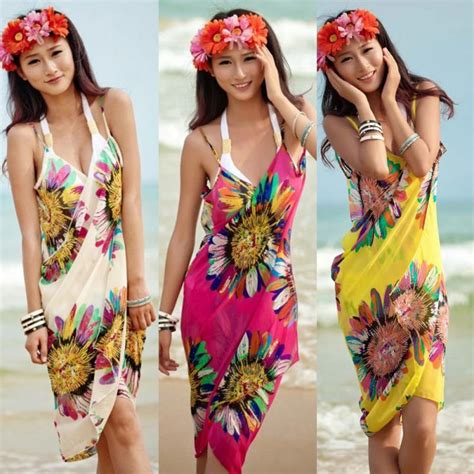 Women Beach Dress Sexy Sling Beach Wear Dress Sarong