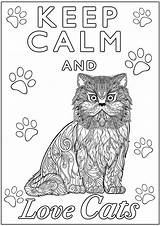 Calm Keep Cats Coloring Pages Cat Cute Adult Fish Color Print Justcolor Just Popular sketch template