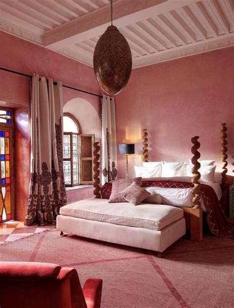 pink bedroom at el fenn hotel in marrakech morocco moroccan bedroom