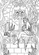 Coloring Pages Fenech Selina Fairy Adult Colouring Stress Anti Fantasy Well Wishing Dragon Elves Mythical Witch Elf Selena Pixie Mystical sketch template