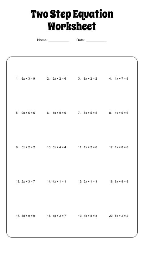 images  solve  step equations printable worksheet
