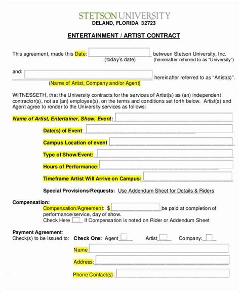 pin  contract template business