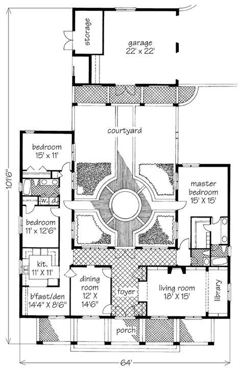 courtyard floor plans images floor plans house plans   plan