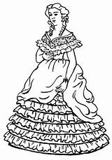 Coloring Dress Pages Drawing Ruffles Beautiful Victorian Fashion Woman Adults Kids Lady Hubpages Dresses Svg Color Style Openclipart Adult Clothes sketch template