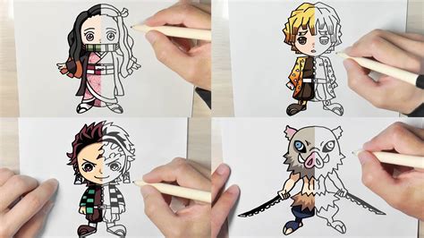 Drawing 4 Main Characters Demon Slayer Kimetsu No