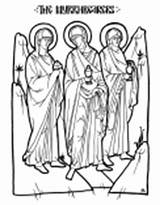 Myrrhbearers Icon Resources Drawing Line Coloring Orthodox Handout Pdf Handouts sketch template