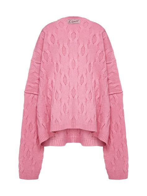raf simons oversized cable knit mohair sweater  pink  men lyst