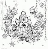 Coloring Christmas Pages Adult Adults Owl Printable Print Winter Look Other sketch template
