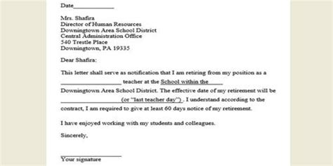 sample retirement letter  teacher assignment point
