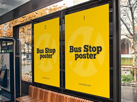 bus stop poster psd mockup    countryk  dribbble