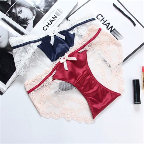 2018 new lace silk seamless panties sexy lingeries patchwork bow